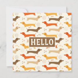 Cartão Plano Dachshunds e Pontos Polka