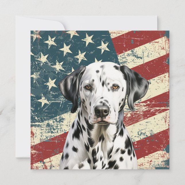 Cartão Plano Dalmatian Bandeira Americana Grunge (Frente)
