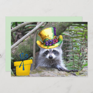 Cartão plano de aniversário de bebê raccoon adoráv