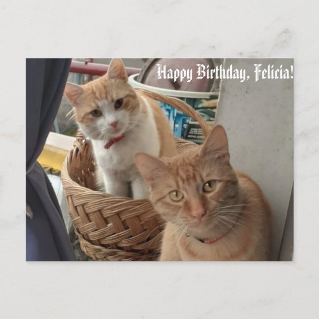 cartão plano de aniversário de saudações (Frente)