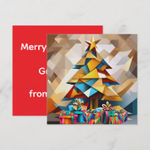 Cartão Plano de Árvore de Natal Moderna Abstrata