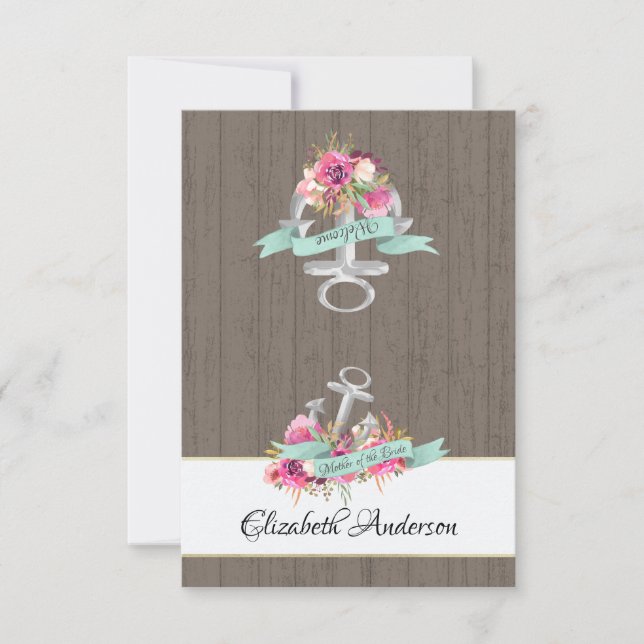 Cartão Plano de Assento DIY Starfish Ribbon e Rend (Frente)