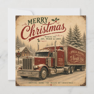 cartão plano de caminhão de natal vintage