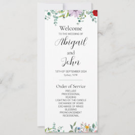 Cartão plano de cerimônia de casamento de flores s