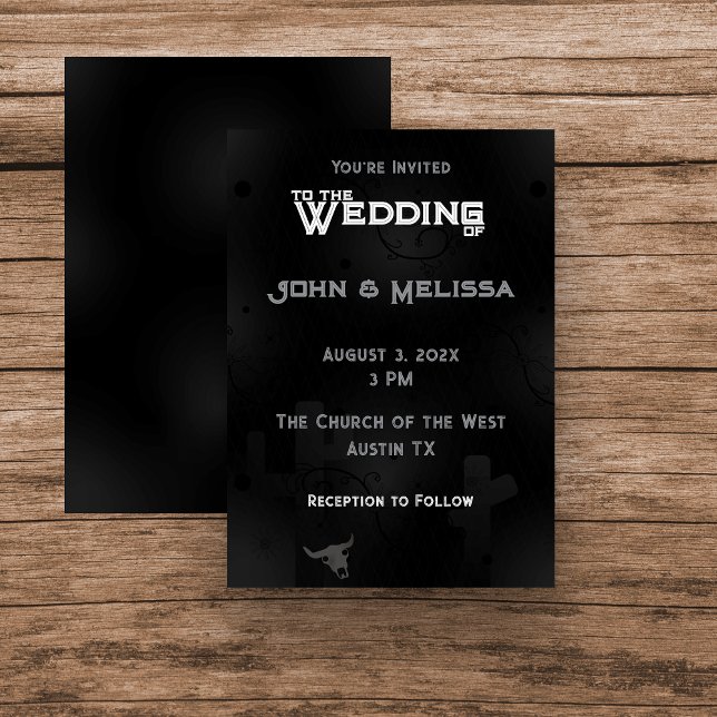 Cartão Plano de Convite para Casamento de Gótico O (Wedding Invitation designed with Western Gothic Theme)