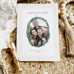 Cartão Plano de Feriado de Natal de Stripes Clássi