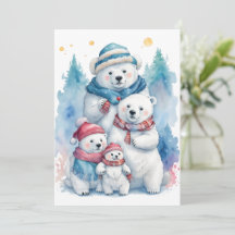 Cartão Plano de Férias da Família Urso Polar Natal