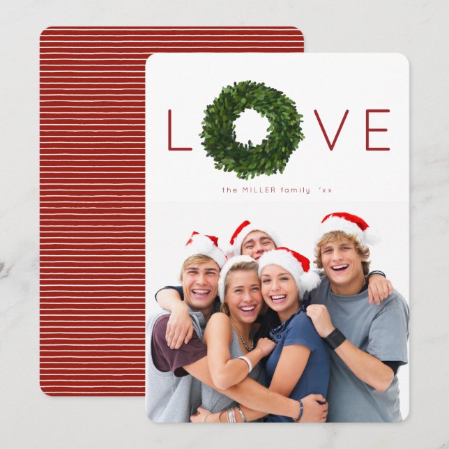 Cartão plano de férias de Natal em Boxwood (Frente/Verso)