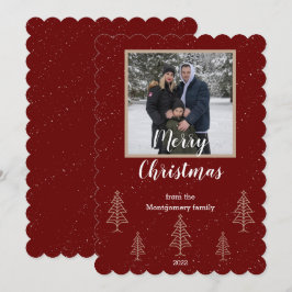 Cartão plano de foto de Natal com script vermelho