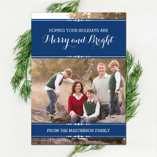 Cartão plano de fotos de feriado simples azul