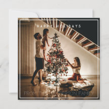 Cartão plano de fotos de feriados felizes ao quadr