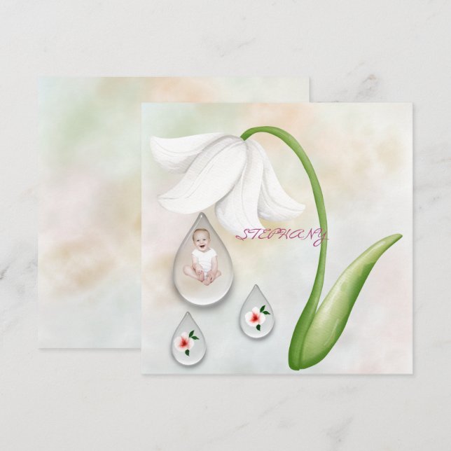 Cartão plano de gotículas de fada branca (Frente/Verso)