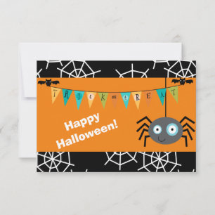 Cartão Plano de Halloween Aranha Tratamento ou Tru