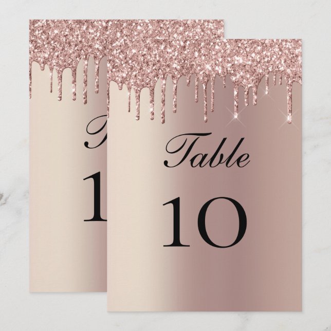 Cartão Plano de Mesa de Casamento com Brilho em Ro (Frente/Verso)