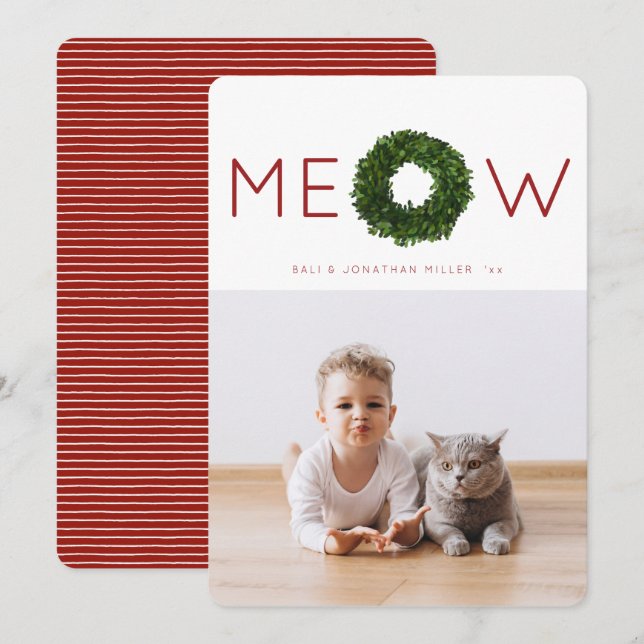 Cartão plano de Natal de Boxwood Wreath Pet (Frente/Verso)