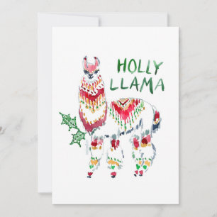 Cartão plano de Natal de Natal de HOLLY LLAMA Boho