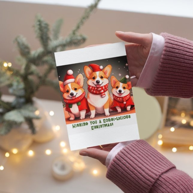 Cartão plano de Natal do Corgi personalizável (Criador carregado)