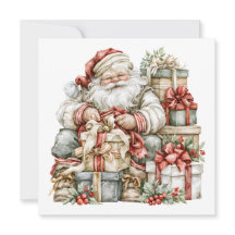 Cartão Plano de Natal do Papai Noel Nostálgico