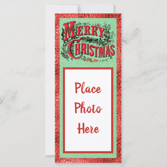 Cartão plano de natal tradicional com foto (Frente)