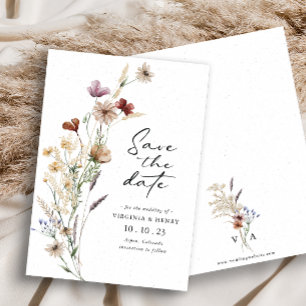 Cartão Plano de Salvar a Data Boho Branco