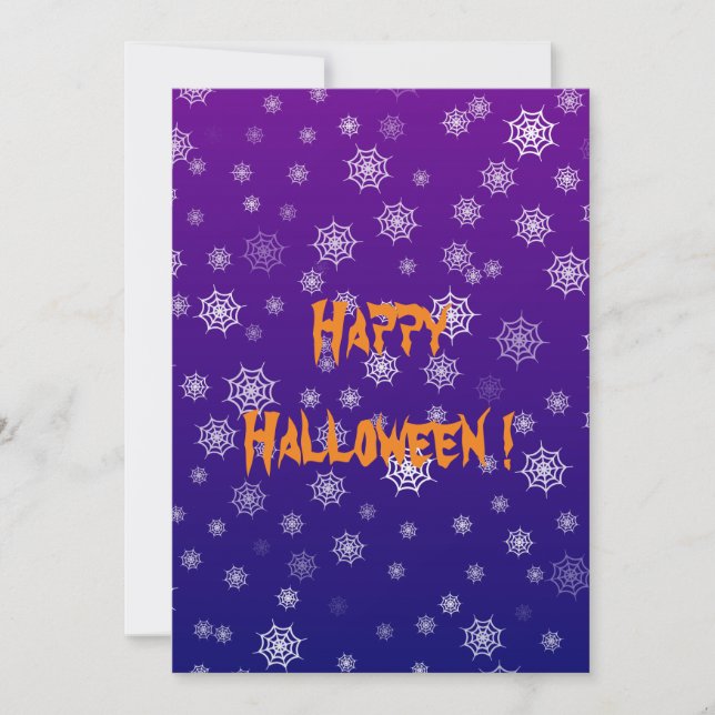 Cartão Plano de Teia de Aranha de Halloween (Frente)