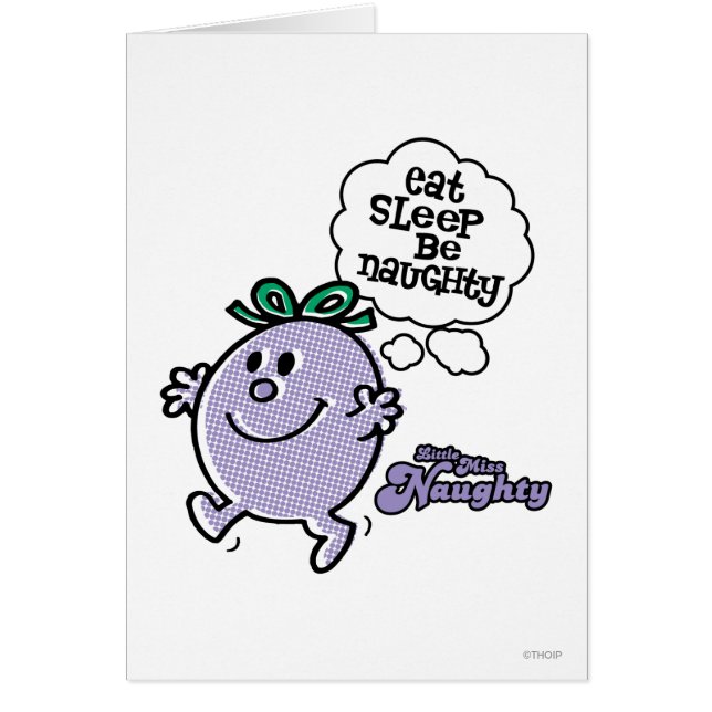 Cartão Plano de três etapas da pequena Miss Naughty (Frente)