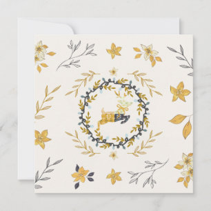 Cartão Plano Floral Creme Amarelo de Veado do Nata