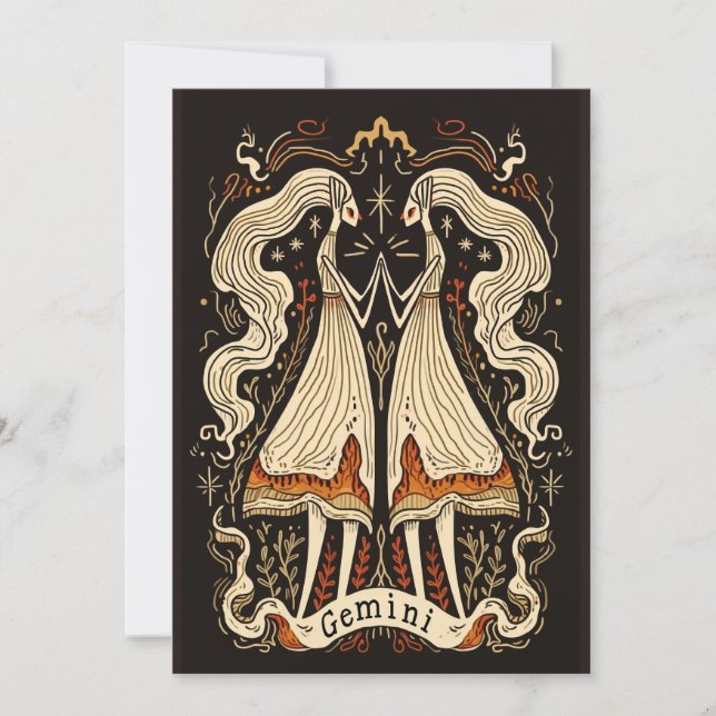 Cartão plano - Gemini Celestial Zodiac Art (Frente)