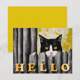 Cartão plano Hello para adoção de gato bonito