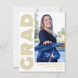 Cartão plano para anúncio de graduação azul modern