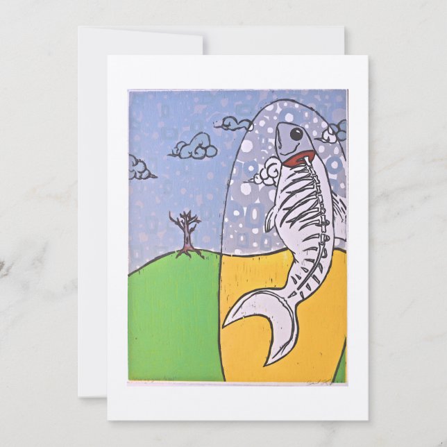 Cartão plano "Peixe é nojento" (Frente)