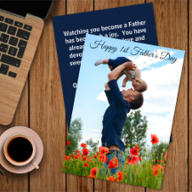 Cartão Plano Personalizado de Foto do Primeiro Pai