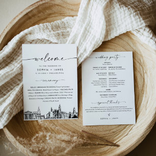 Cartão plano Philadelphia Skyline Weding Programa