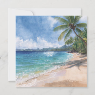 Cartão Plano Praia Aquarela Havaí