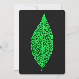 Cartão plano preto e verde com desenho de esquelet