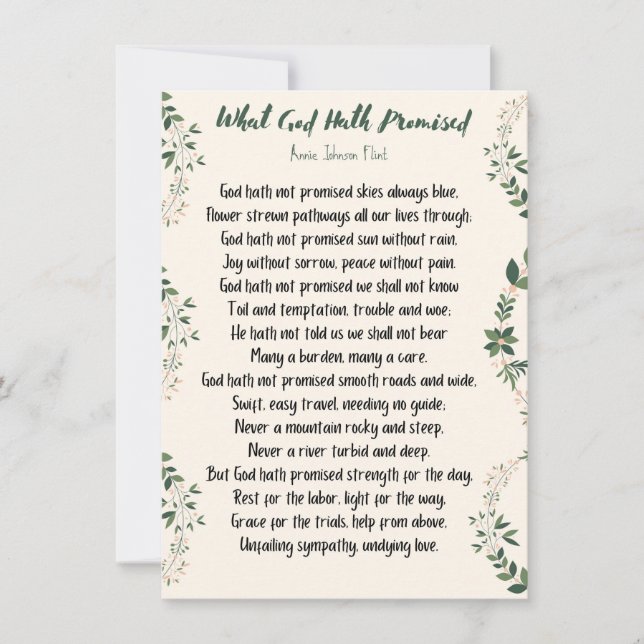 Cartão plano que Deus prometeu (Frente)