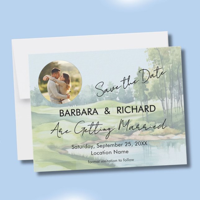 Cartão Plano Tema de Golfe Casamento Save the Date (Criador carregado)
