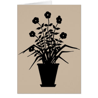 Cartão Planta de Flor Vintage Silhouette Dark Vanilla
