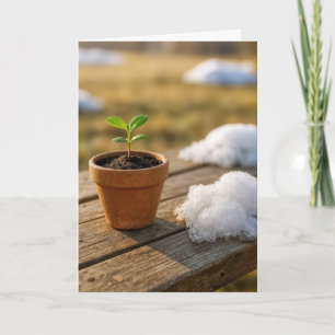 Cartão Planta em vaso pensando em você com montinho de ne