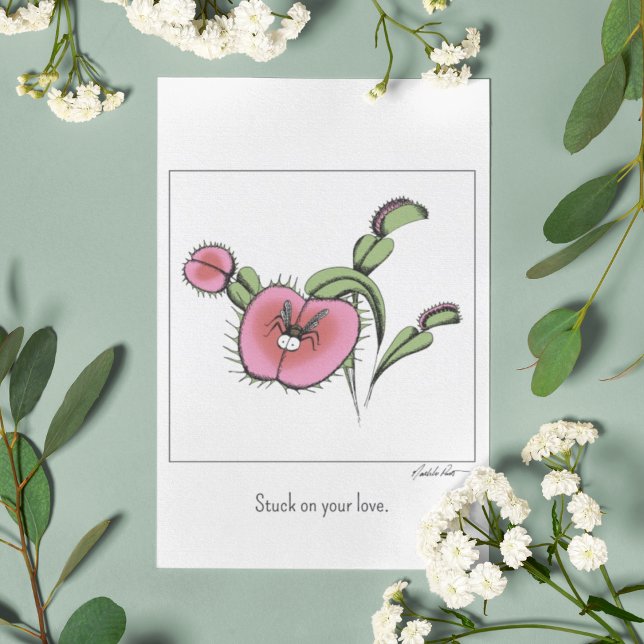 Cartão Planta Fofa de Venus Flytrap Romance do Dia dos Na (Criador carregado)