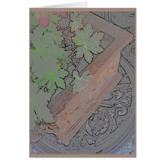 Cartão Plantador do Terracotta na mesa do ferro forjado (Frente)