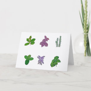 Cartão Plantas aromáticas com aquarela