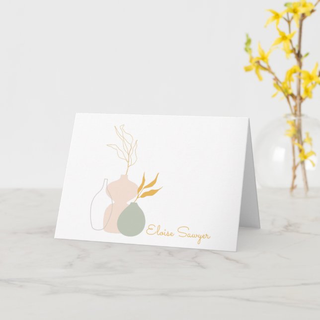 Cartão Plantas Botânicas Minimalistas em Pastel Personali (Flor Amarela)