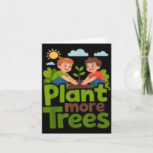 Cartão Plante mais árvores - crianças jardinagem ecológic
