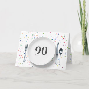 Cartão Plate e Silverware para o Aniversário de 90