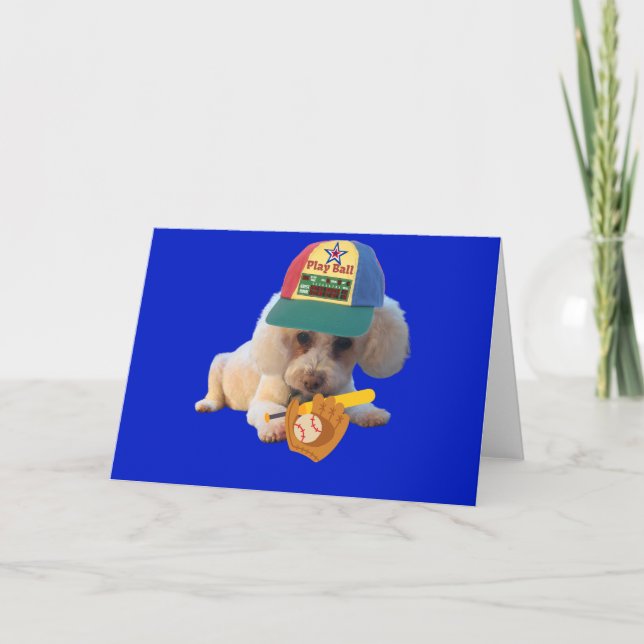Cartão Play Ball Poodle Foled Greeting Card (Frente)