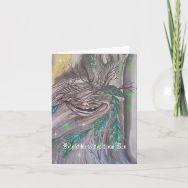 Cartão Playful tree spirit blessings card (Frente)