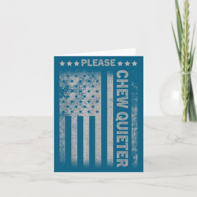 Cartão Please Chew Quieter Funny Introvert Usa Flag Vinta (Frente)