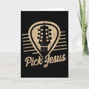 Cartão Plectro de Violão Jesus Música Pastor Feliz Dia de