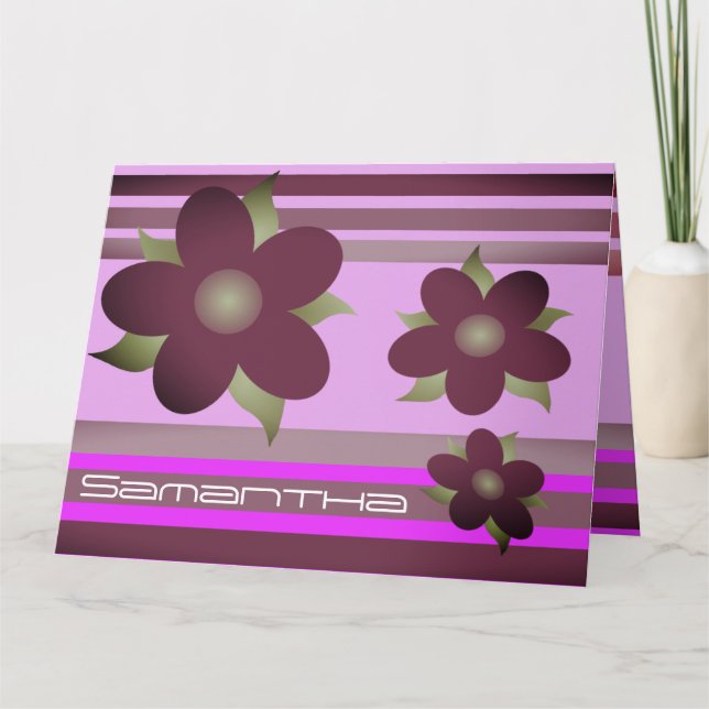 Cartão Plum Purple Floral (Frente)